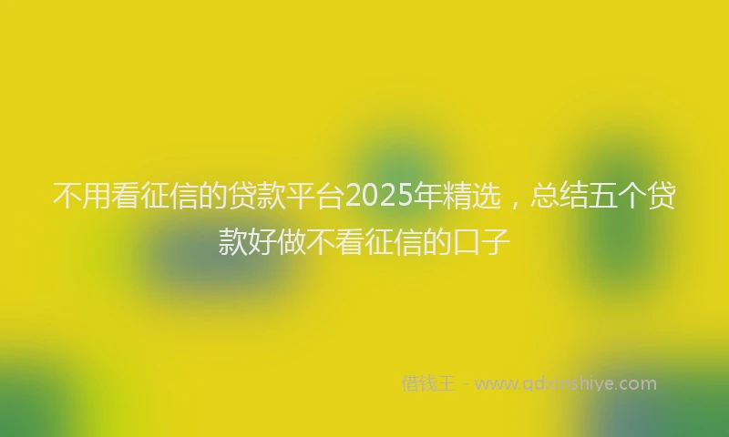 不用看征信的贷款平台2025年精选，总结五个贷款好做不看征信的口子