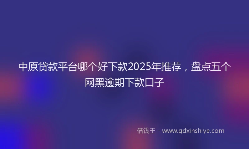 中原贷款平台哪个好下款2025年推荐，盘点五个网黑逾期下款口子