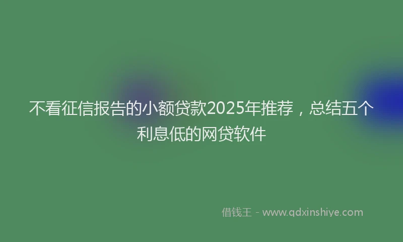 不看征信报告的小额贷款2025年推荐，总结五个利息低的网贷软件