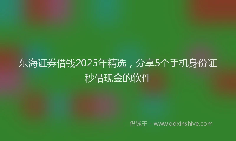 东海证券借钱2025年精选，分享5个手机身份证秒借现金的软件