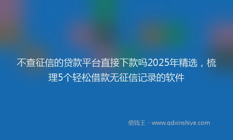 不查征信的贷款平台直接下款吗2025年精选，梳理5个轻松借款无征信记录的软件