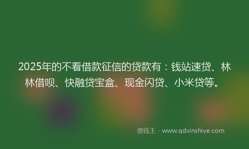 2025年的不看借款征信的贷款有：钱站速贷、林林借呗、快融贷宝盒、现金闪贷、小米贷等。