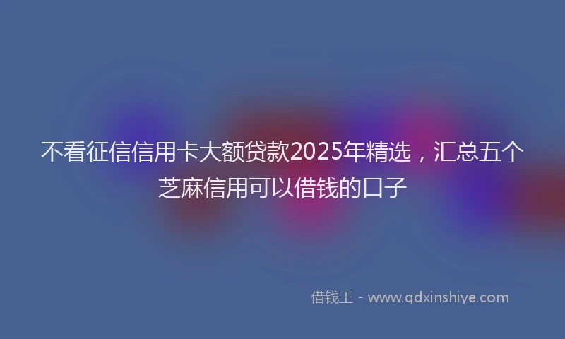 不看征信信用卡大额贷款2025年精选，汇总五个芝麻信用可以借钱的口子