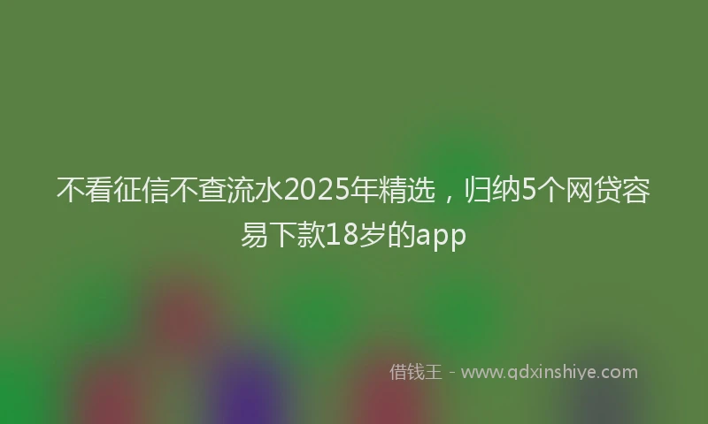 不看征信不查流水2025年精选，归纳5个网贷容易下款18岁的app