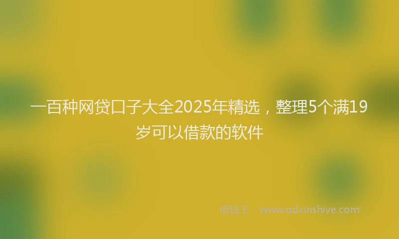 一百种网贷口子大全2025年精选，整理5个满19岁可以借款的软件
