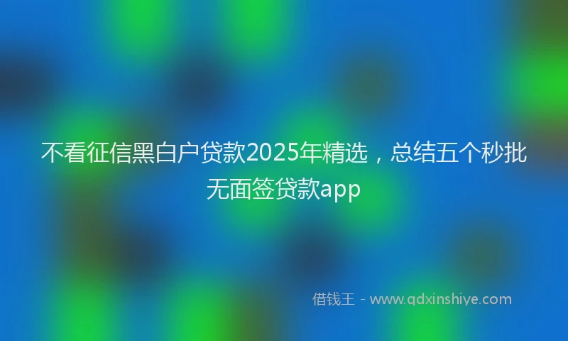 不看征信黑白户贷款2025年精选，总结五个秒批无面签贷款app