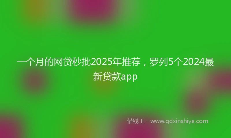 一个月的网贷秒批2025年推荐，罗列5个2024最新贷款app