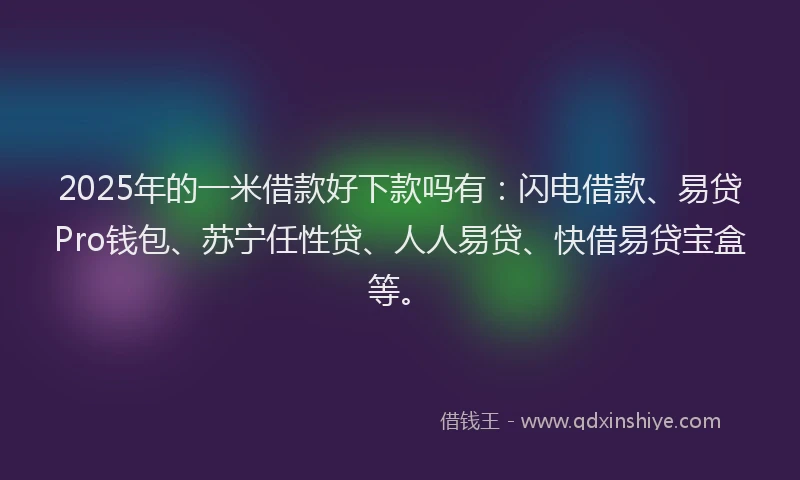 2025年的一米借款好下款吗有：闪电借款、易贷Pro钱包、苏宁任性贷、人人易贷、快借易贷宝盒等。