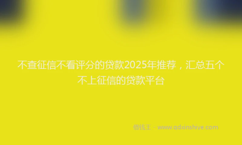 不查征信不看评分的贷款2025年推荐，汇总五个不上征信的贷款平台