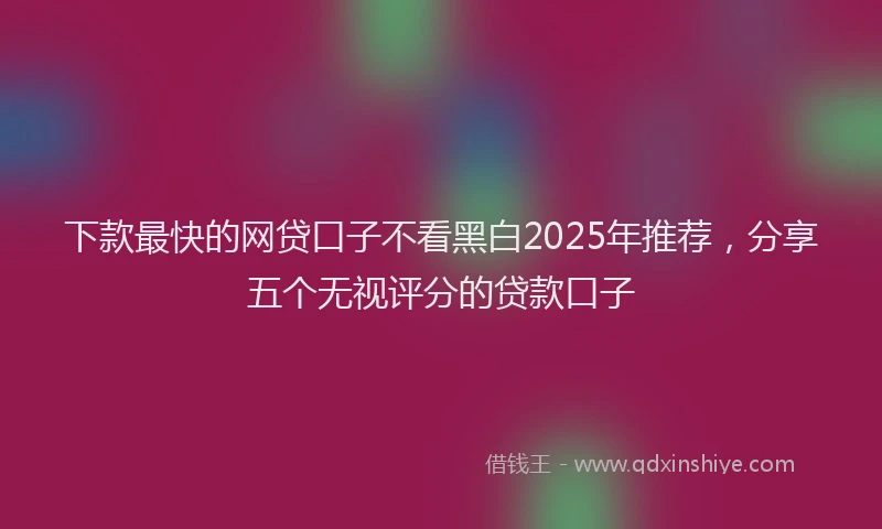 下款最快的网贷口子不看黑白2025年推荐，分享五个无视评分的贷款口子