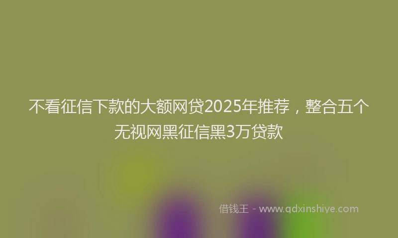 不看征信下款的大额网贷2025年推荐，整合五个无视网黑征信黑3万贷款