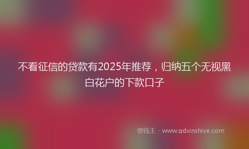 不看征信的贷款有2025年推荐，归纳五个无视黑白花户的下款口子
