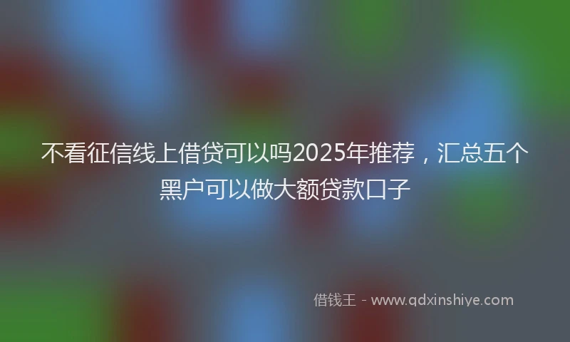 不看征信线上借贷可以吗2025年推荐，汇总五个黑户可以做大额贷款口子