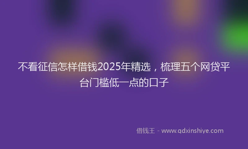 不看征信怎样借钱2025年精选，梳理五个网贷平台门槛低一点的口子