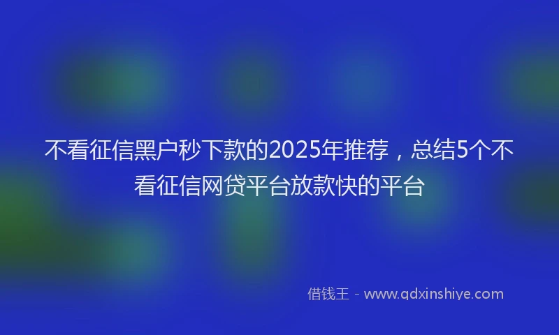 不看征信黑户秒下款的2025年推荐，总结5个不看征信网贷平台放款快的平台