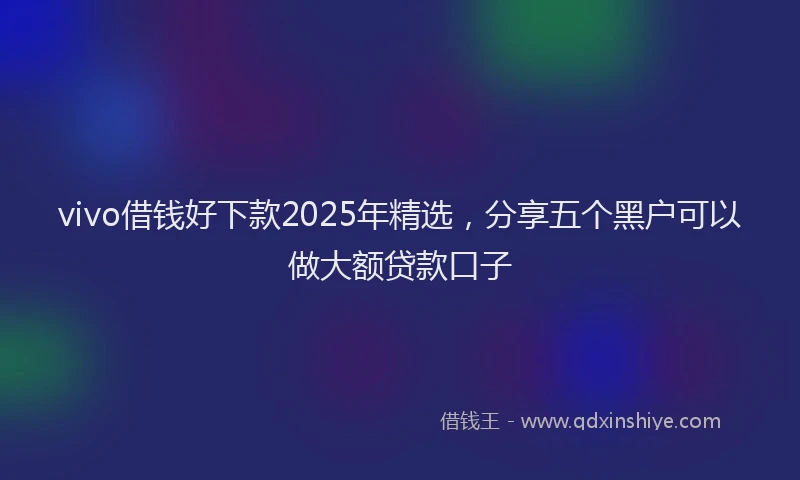 vivo借钱好下款2025年精选，分享五个黑户可以做大额贷款口子