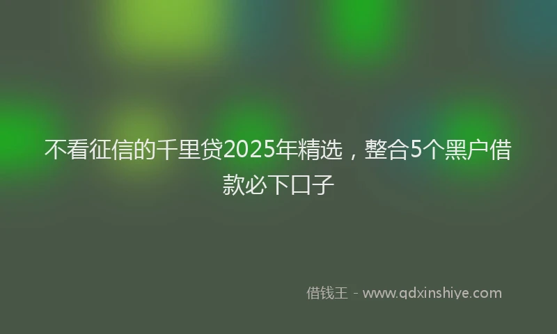 不看征信的千里贷2025年精选，整合5个黑户借款必下口子