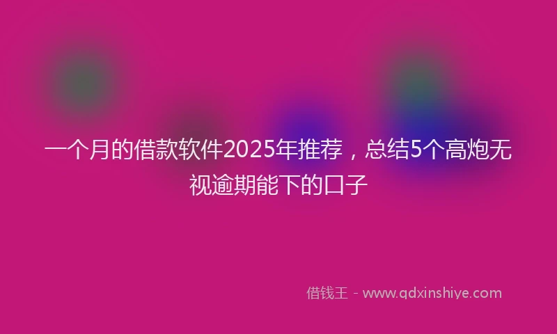 一个月的借款软件2025年推荐，总结5个高炮无视逾期能下的口子