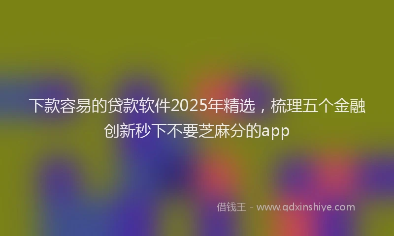 下款容易的贷款软件2025年精选，梳理五个金融创新秒下不要芝麻分的app