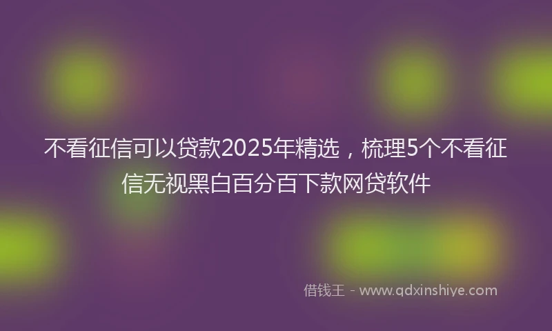 不看征信可以贷款2025年精选，梳理5个不看征信无视黑白百分百下款网贷软件
