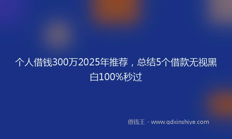 个人借钱300万2025年推荐，总结5个借款无视黑白100%秒过