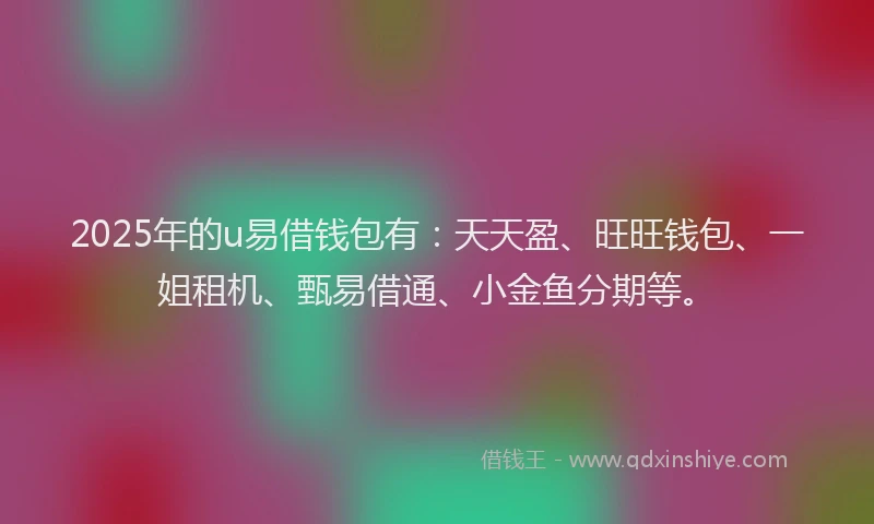 2025年的u易借钱包有:天天盈、旺旺钱包、一姐租机、甄易借通、小金鱼分期等。