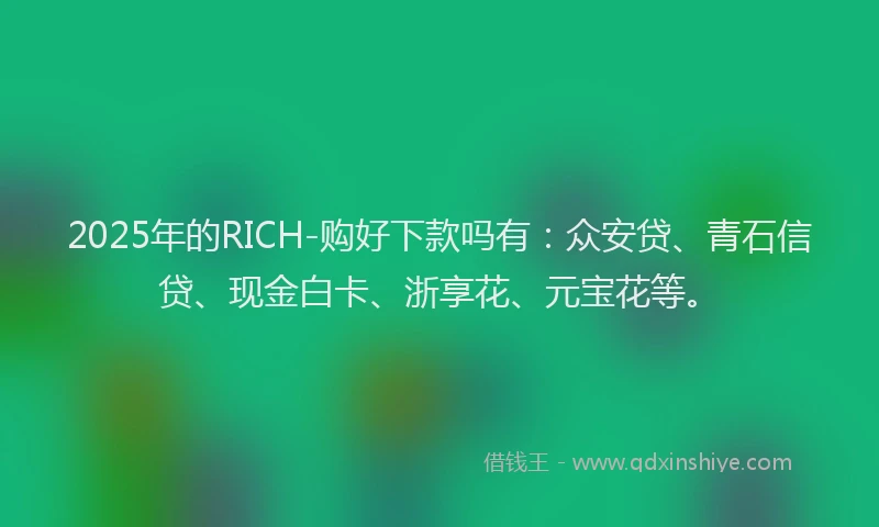2025年的RICH-购好下款吗有：众安贷、青石信贷、现金白卡、浙享花、元宝花等。