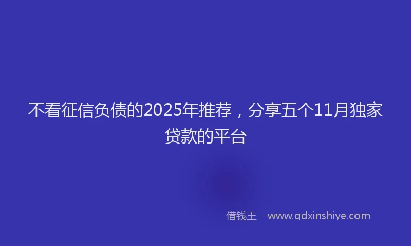 不看征信负债的2025年推荐，分享五个11月独家贷款的平台