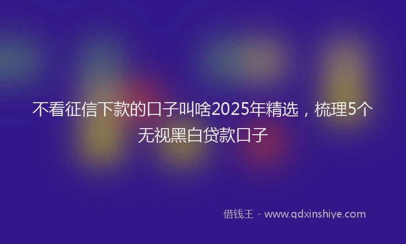 不看征信下款的口子叫啥2025年精选，梳理5个无视黑白贷款口子