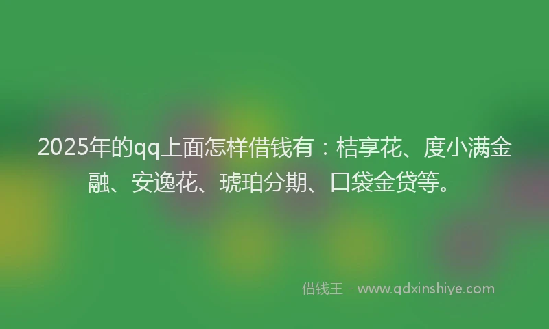 2025年的qq上面怎样借钱有：桔享花、度小满金融、安逸花、琥珀分期、口袋金贷等。