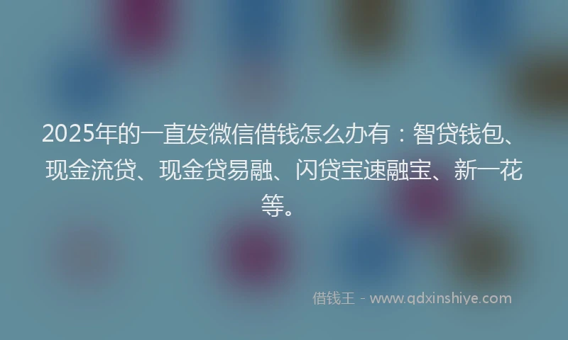 2025年的一直发微信借钱怎么办有：智贷钱包、现金流贷、现金贷易融、闪贷宝速融宝、新一花等。