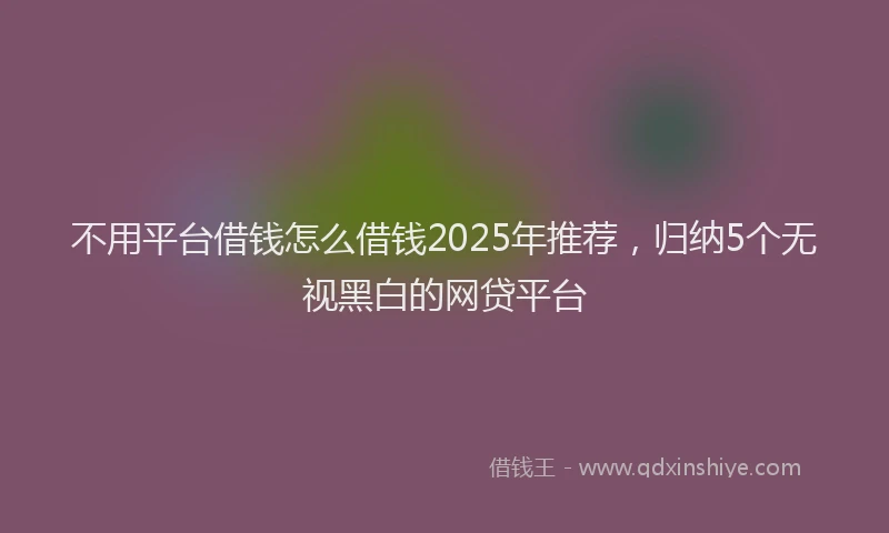 不用平台借钱怎么借钱2025年推荐，归纳5个无视黑白的网贷平台