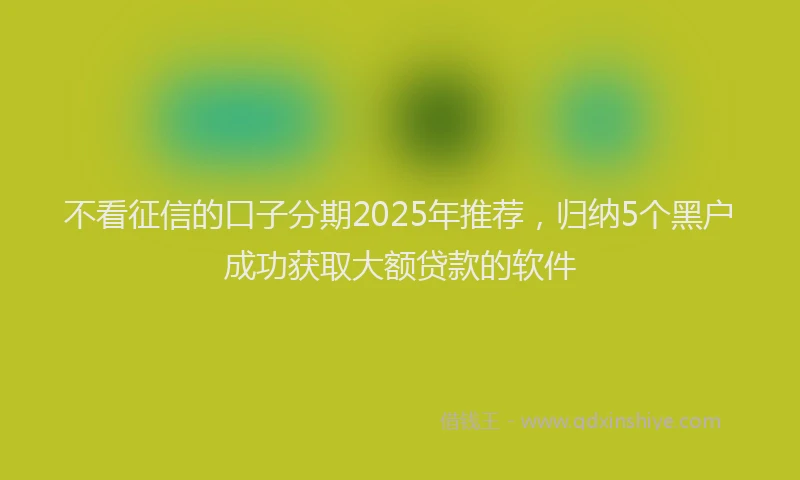 不看征信的口子分期2025年推荐，归纳5个黑户成功获取大额贷款的软件