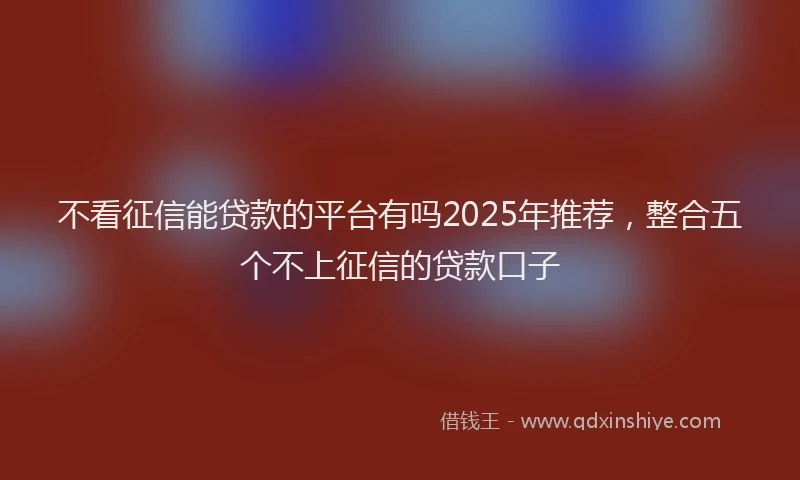 不看征信能贷款的平台有吗2025年推荐，整合五个不上征信的贷款口子