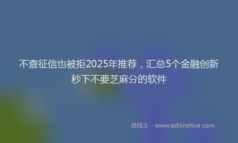 不查征信也被拒2025年推荐，汇总5个金融创新秒下不要芝麻分的软件