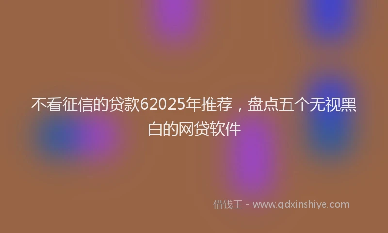 不看征信的贷款62025年推荐，盘点五个无视黑白的网贷软件