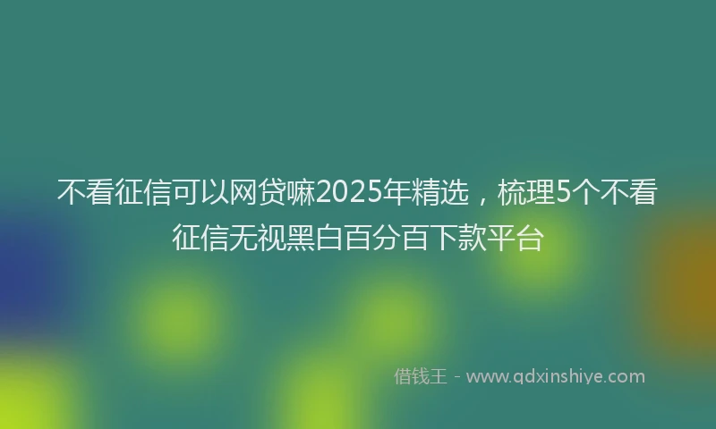 不看征信可以网贷嘛2025年精选，梳理5个不看征信无视黑白百分百下款平台