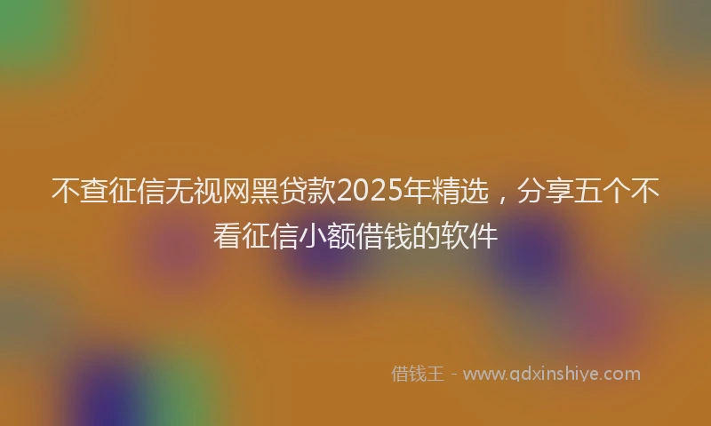 不查征信无视网黑贷款2025年精选，分享五个不看征信小额借钱的软件