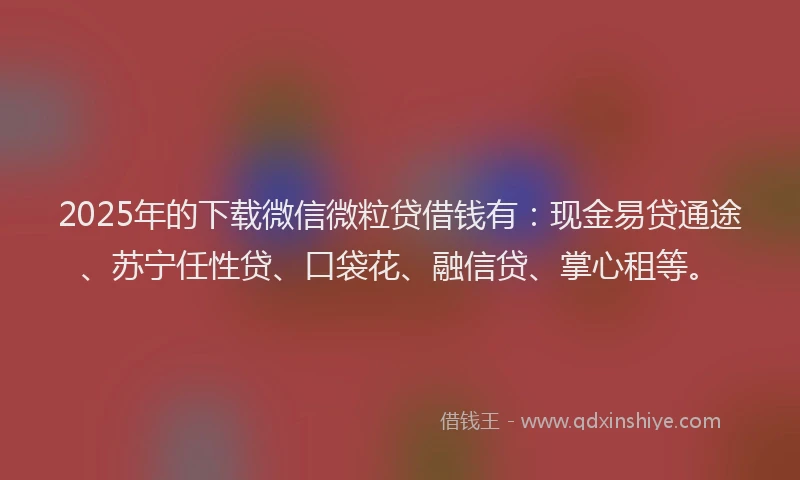 2025年的下载微信微粒贷借钱有：现金易贷通途、苏宁任性贷、口袋花、融信贷、掌心租等。