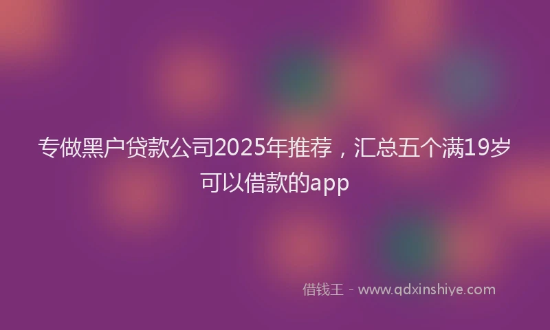 专做黑户贷款公司2025年推荐，汇总五个满19岁可以借款的app