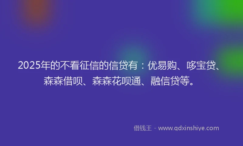 2025年的不看征信的信贷有：优易购、哆宝贷、森森借呗、森森花呗通、融信贷等。