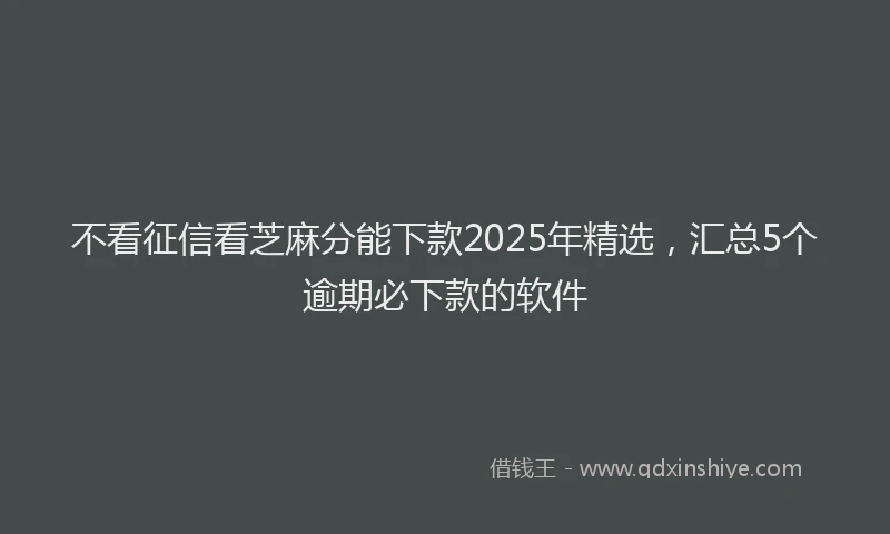 不看征信看芝麻分能下款2025年精选，汇总5个逾期必下款的软件