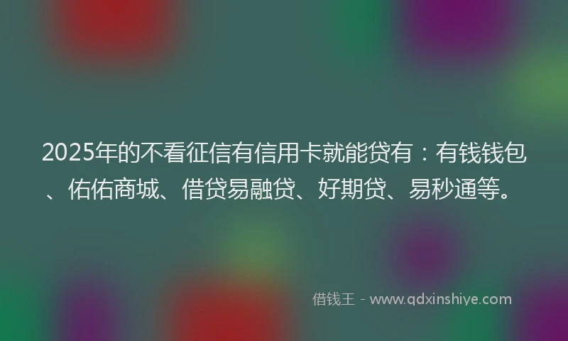 2025年的不看征信有信用卡就能贷有：有钱钱包、佑佑商城、借贷易融贷、好期贷、易秒通等。