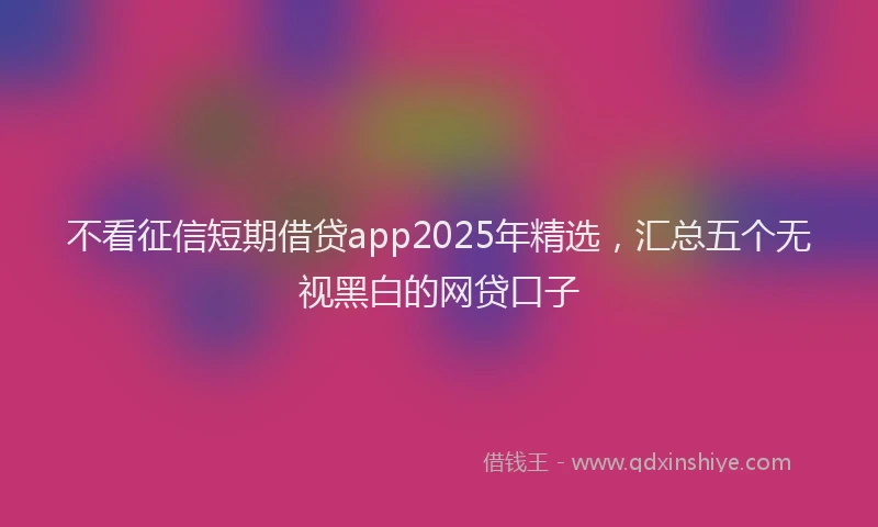 不看征信短期借贷app2025年精选，汇总五个无视黑白的网贷口子