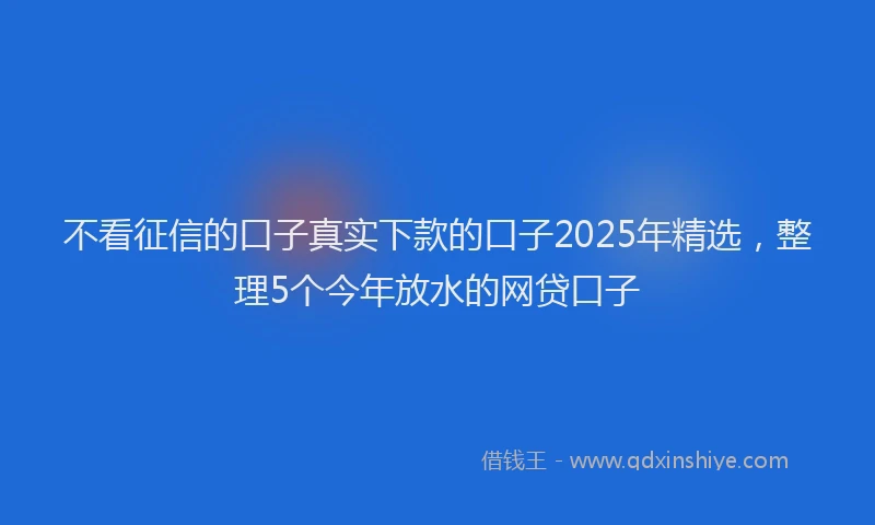 不看征信的口子真实下款的口子2025年精选，整理5个今年放水的网贷口子