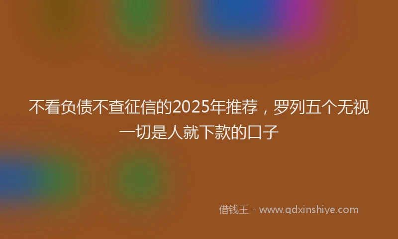 不看负债不查征信的2025年推荐，罗列五个无视一切是人就下款的口子