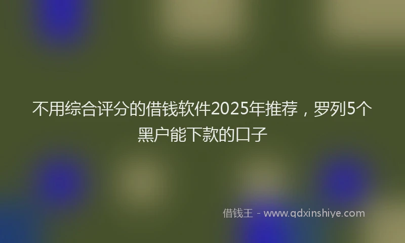 不用综合评分的借钱软件2025年推荐，罗列5个黑户能下款的口子