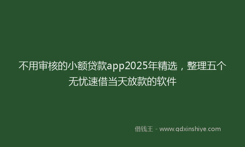 不用审核的小额贷款app2025年精选，整理五个无忧速借当天放款的软件