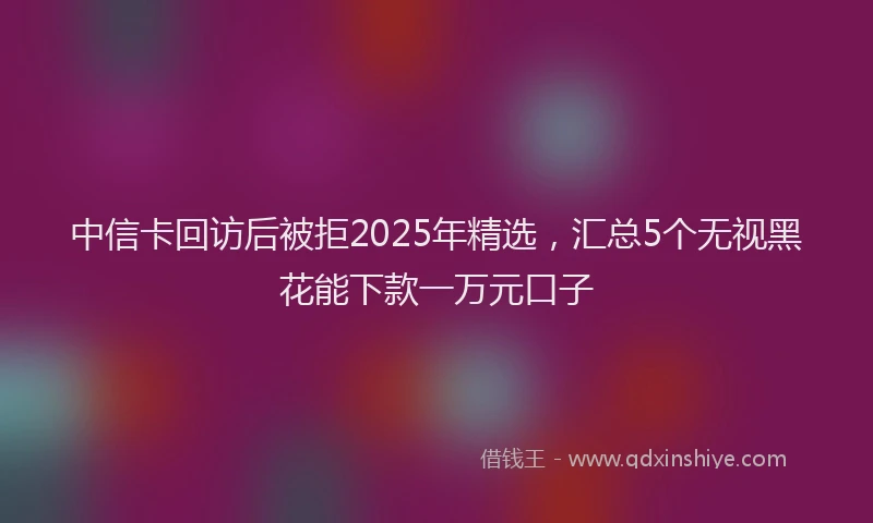 中信卡回访后被拒2025年精选，汇总5个无视黑花能下款一万元口子