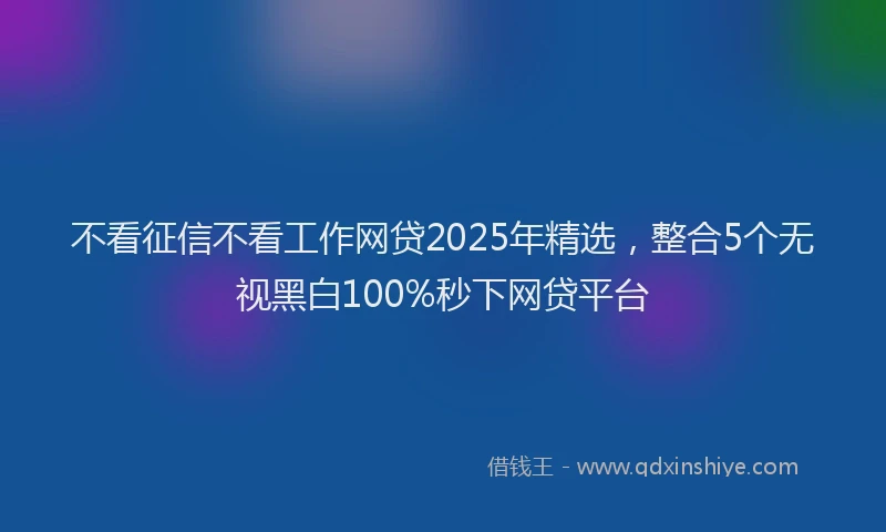 不看征信不看工作网贷2025年精选，整合5个无视黑白100%秒下网贷平台